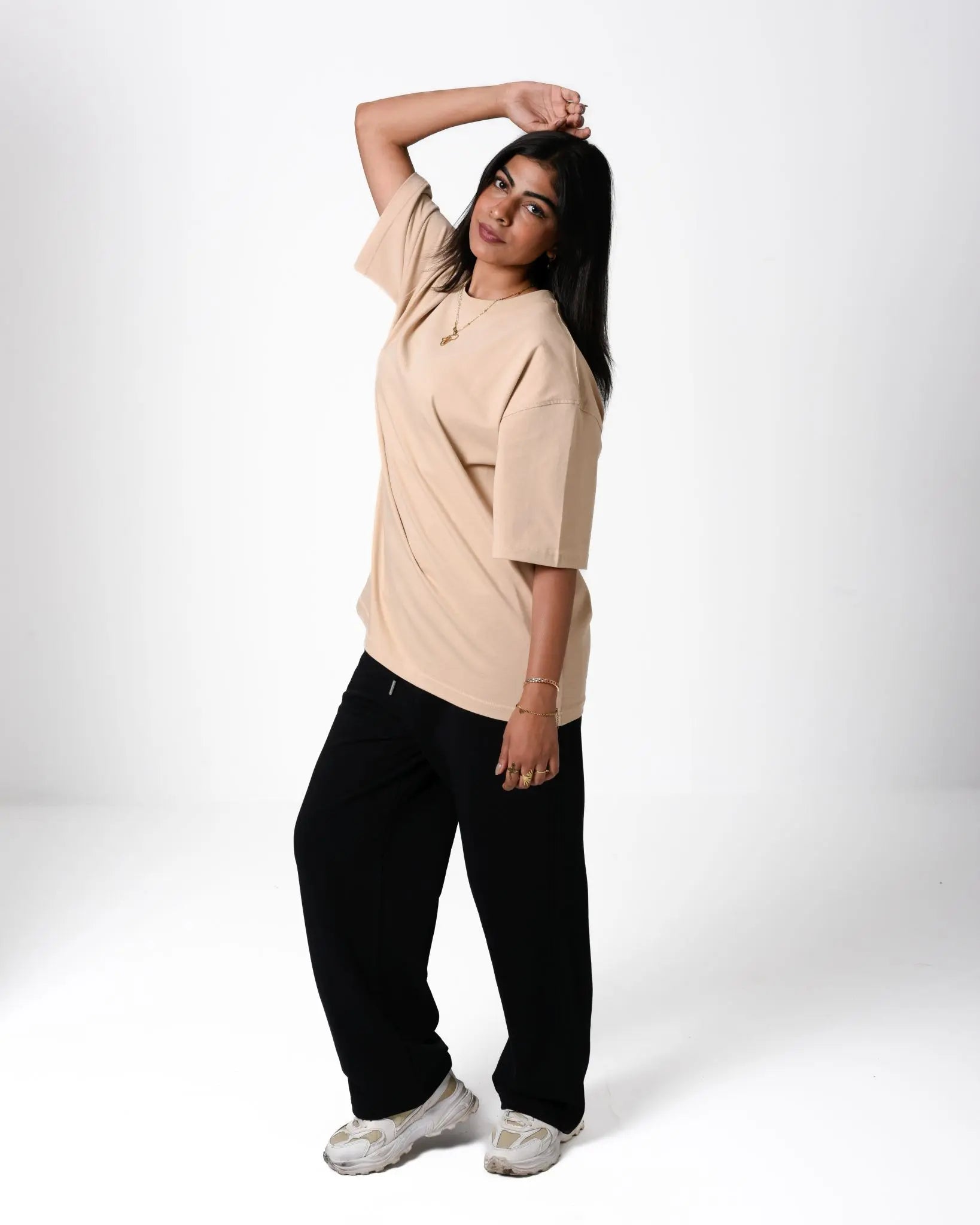 Beige Oversized Street Tee