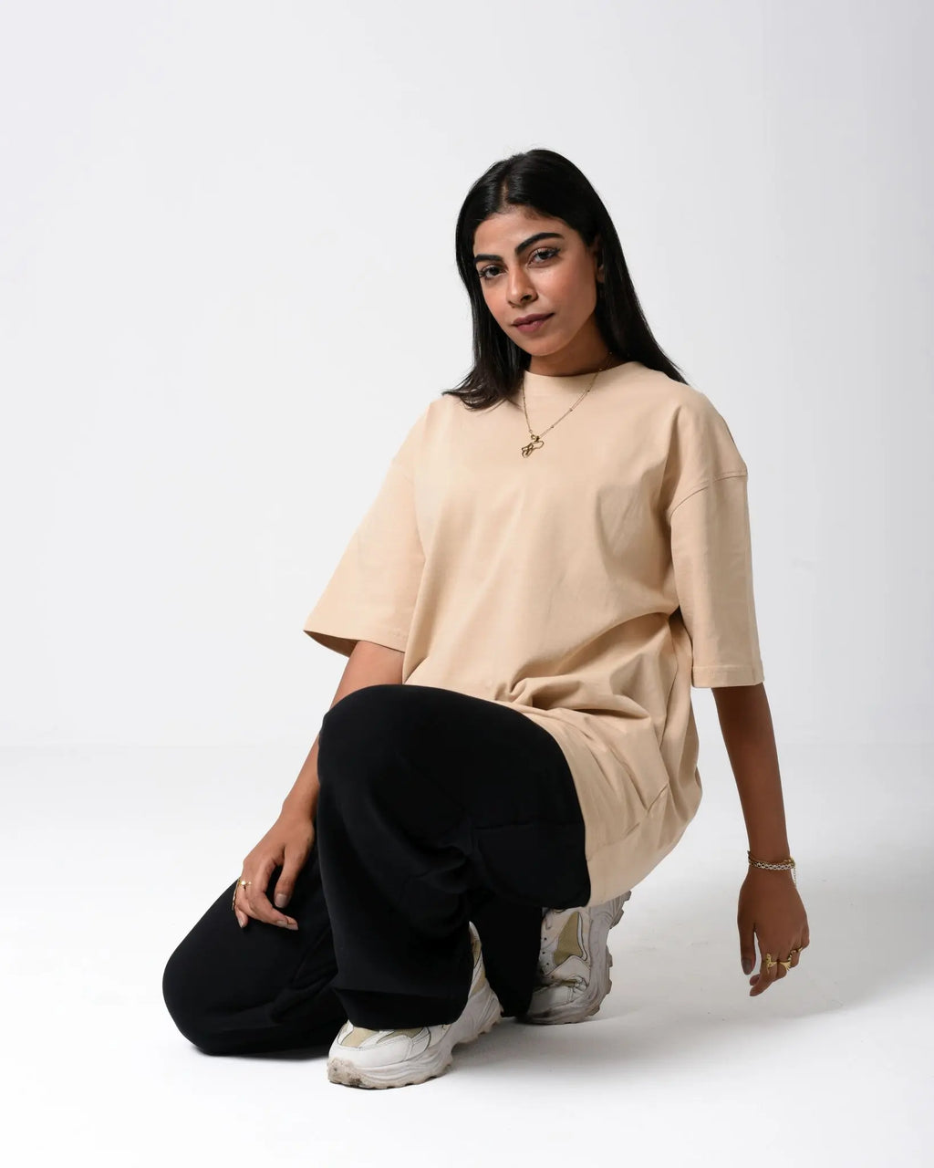 Beige Oversized Street Tee
