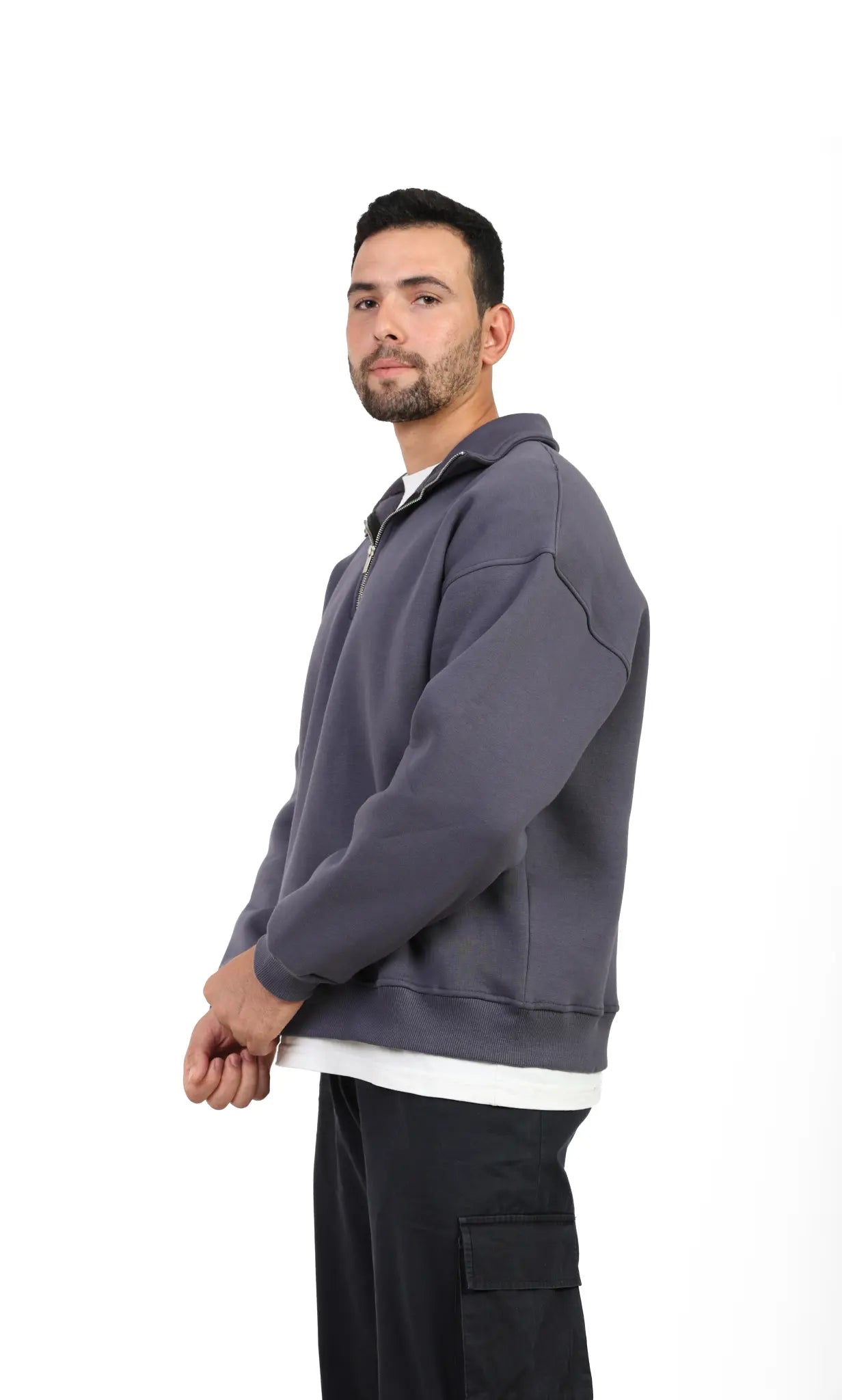 Urban Half Zip Sweatshirt – Washed Charcoal
