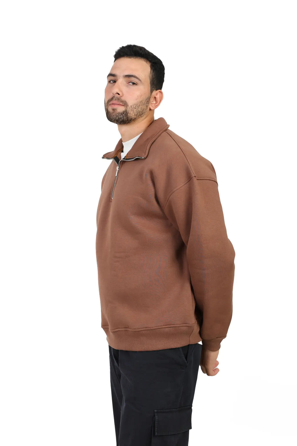 Urban Half Zip Sweatshirt – Mocha Brown