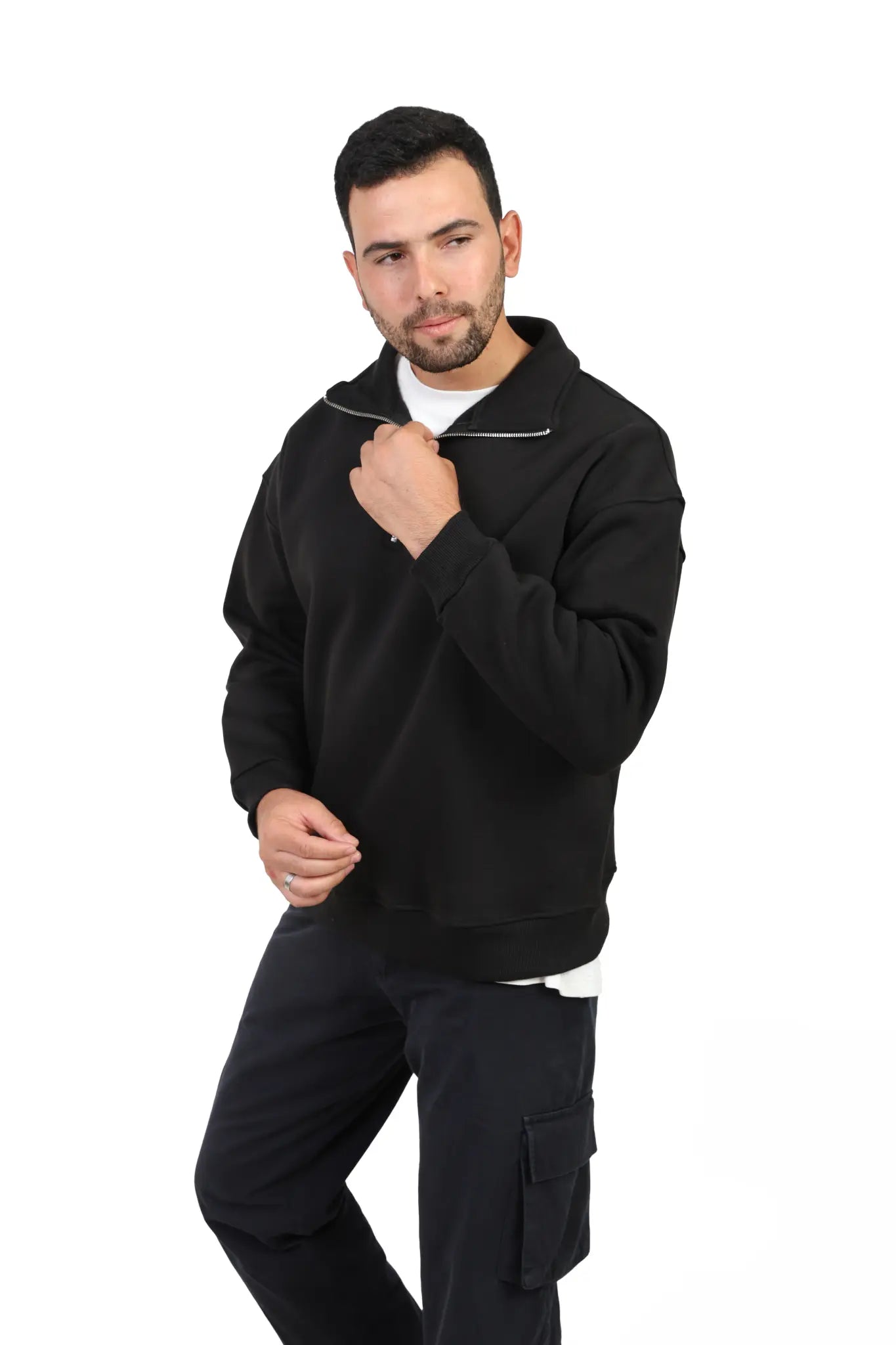 Urban Half Zip Sweatshirt – Jet Black